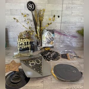 Black & Gold 80th Birthday Decorations 🎉